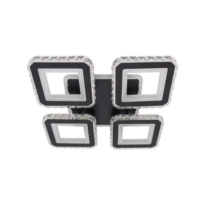 Lustra LED Alessandro, moderna, 4 patrate, lumina RGB, negru crom, diametru 35cm, inaltime 8cm [8]