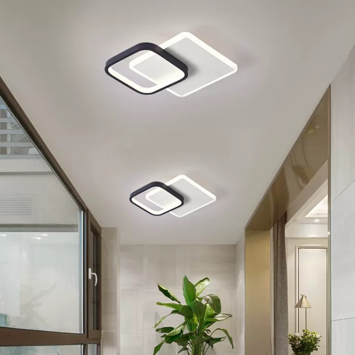 Lustră LED pătrată 30W, alb-negru, lumină rece/caldă/neutră, design modern [4]