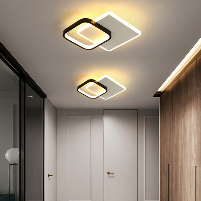Lustră LED pătrată 30W, alb-negru, lumină rece/caldă/neutră, design modern [5]