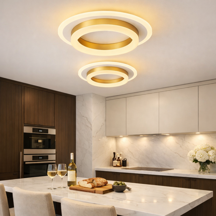 Lustra LED rotunda 21W 22cm alb auriu lumina 3CCT tavan interior - MEC [2]