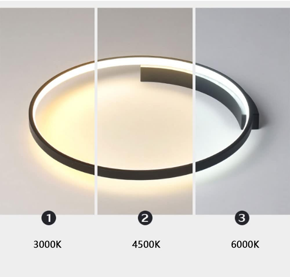 Lustră LED rotundă 33W cu telecomandă, design minimalist negru, dimabilă, lumină rece/caldă/neutră pentru dormitor, living sau birou [6]