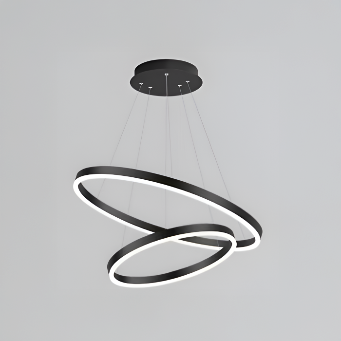 Lustra LED suspendata 100W cu telecomanda, 2 cercuri, lumina reglabila, negru, inaltime ajustabila [5]