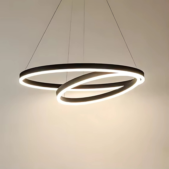 Lustră LED suspendată, 31W, 2 cercuri, lumina neutră 4000K, dimabilă, negru, înălțime reglabilă, design modern [6]