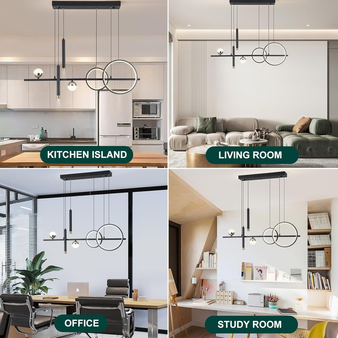 Lustra LED suspendata 80W cu telecomanda, dimabila, lumina calda neutra rece, negru [8]