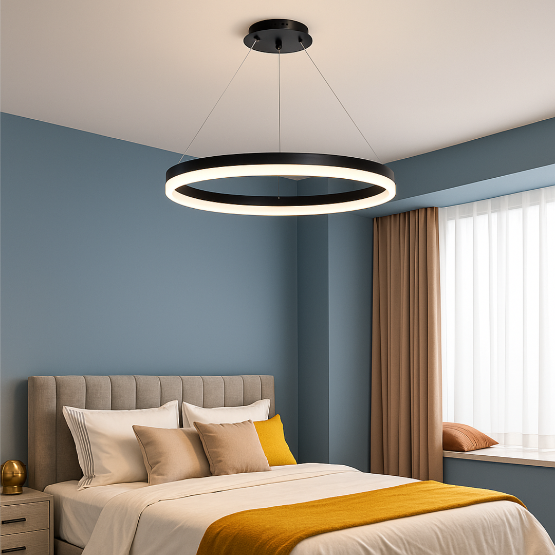 Lustra LED suspendata cu telecomanda ANINA 33W, 1 Cerc, lumina Rece/Calda/Neutra, Dimabila, Negru, Inaltime Reglabila [3]