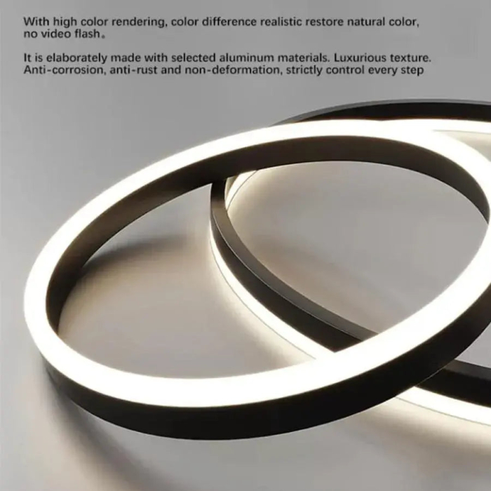 Lustra LED suspendata 130W cu telecomanda, dimabila lumina reglabila neagra [2]