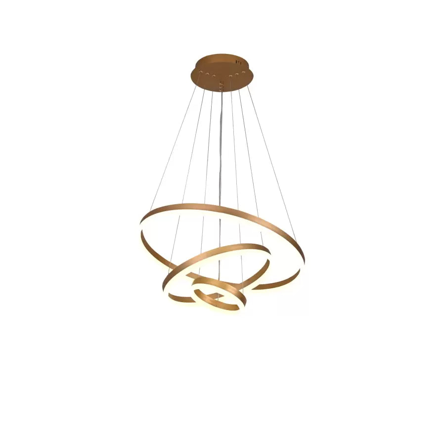 Lustra LED suspendata cu telecomanda ELIZABETH, 152W, 3 Cercuri, lumina Rece/Calda/Neutra, Dimabila, Auriu Lucios, Inaltime Reglabila [4]