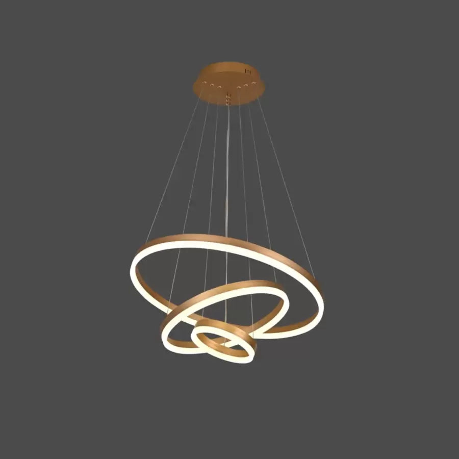 Lustra LED suspendata cu telecomanda ELIZABETH, 152W, 3 Cercuri, lumina Rece/Calda/Neutra, Dimabila, Auriu Lucios, Inaltime Reglabila [3]