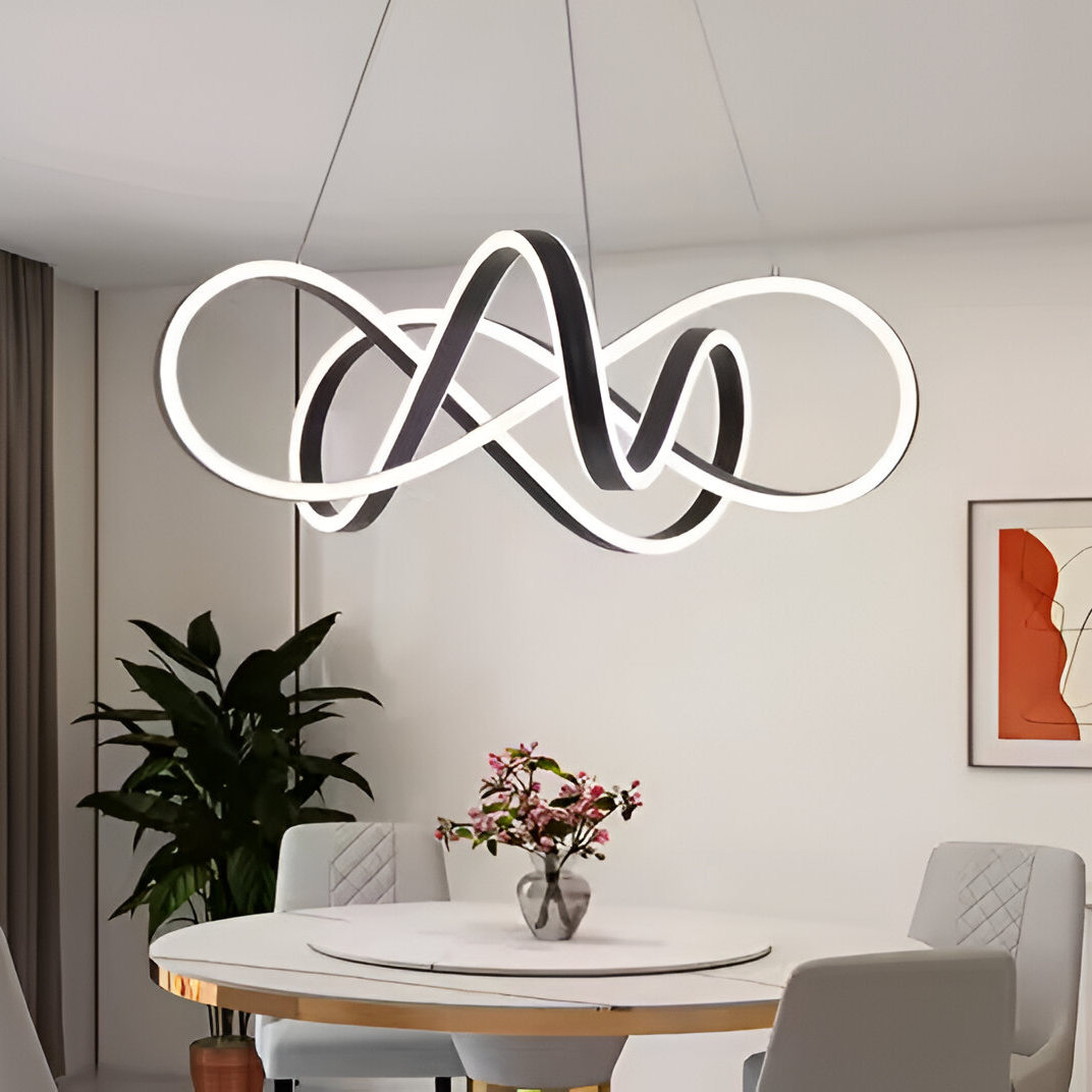Lustra LED suspendata cu telecomanda INFINITY HALO 138W, lumina Rece/Calda/Neutra, Dimabila, Negru, Inaltime Reglabila [2]