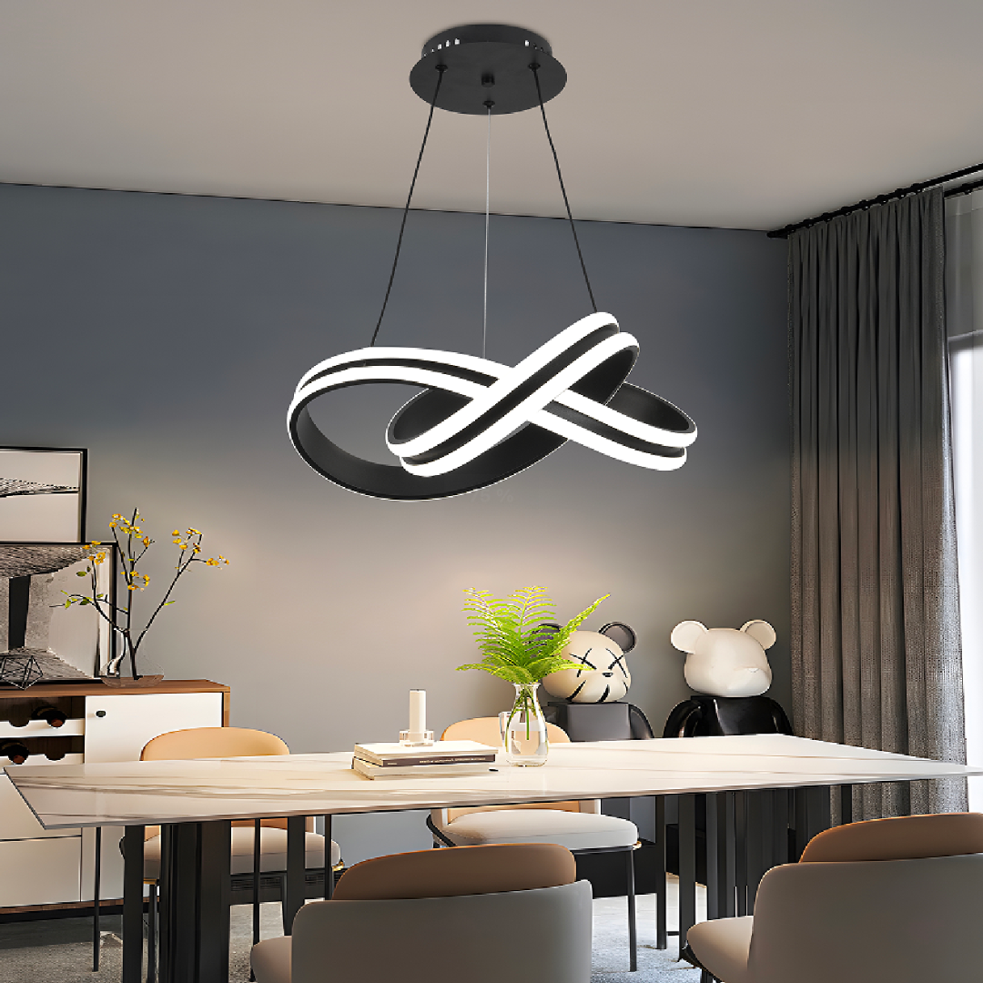 Lustra LED suspendata cu telecomanda INFINITY LOOP 92W, lumina Rece/Calda/Neutra, Dimabila, Negru, Inaltime Reglabila [1]