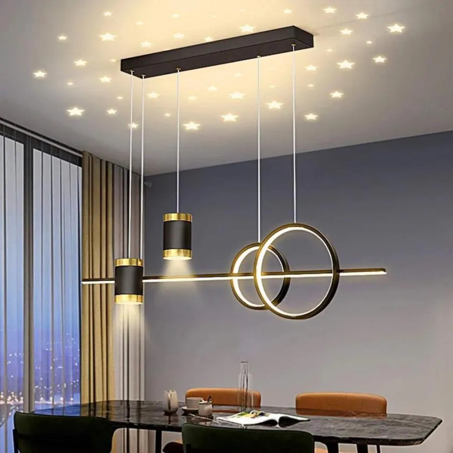Lustra LED suspendata cu telecomanda PAULINA 74W, lumina Rece/Calda/Neutra, Dimabila, Negru, Inaltime Reglabila [2]