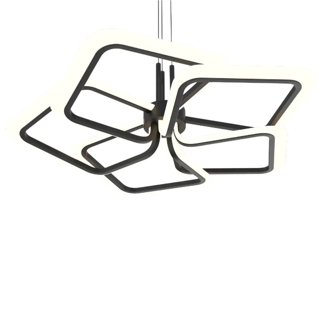 Lustra LED suspendata cu Telecomanda RIMINI 85W, 5 Patrate, lumina Rece/Calda/Neutra, Dimabila, Negru [2]