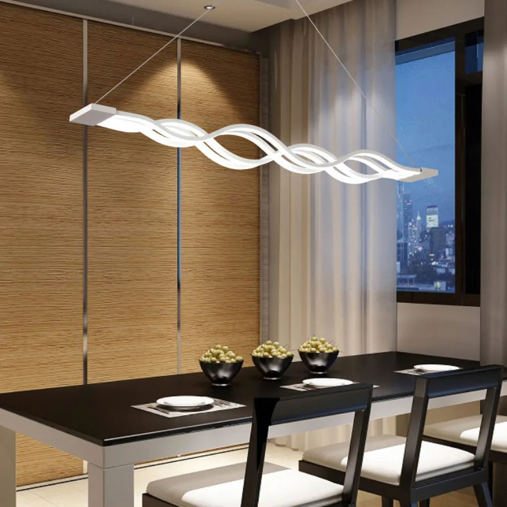 Lustra LED suspendata cu telecomanda WAVE 44W, Liniara, lumina Rece/Calda/Neutra, Dimabila, Alb, Inaltime Reglabila [1]