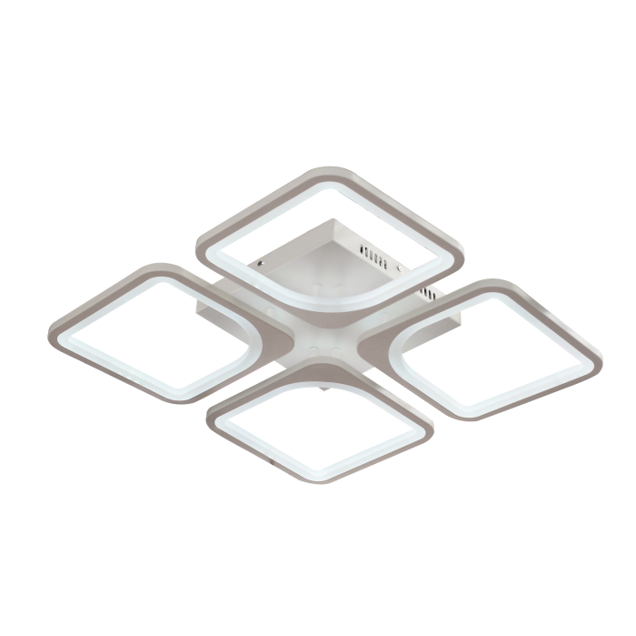 Lustra LED, telecomanda, 52W, Design modern 4 Patrate, lumina Rece/Calda/Neutra, Dimabila, Alb Mat [5]