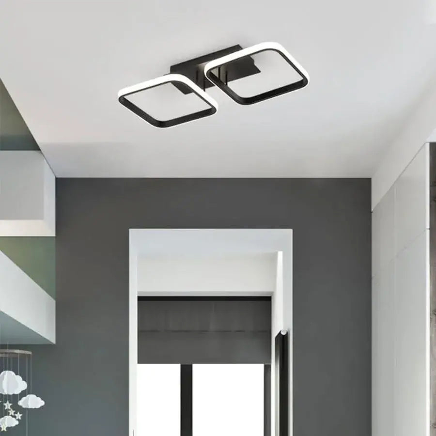 Lustra LED VERTEX 11W, 2 Patrate, Liniara, lumina Rece/Calda/Neutra, Neagra [4]
