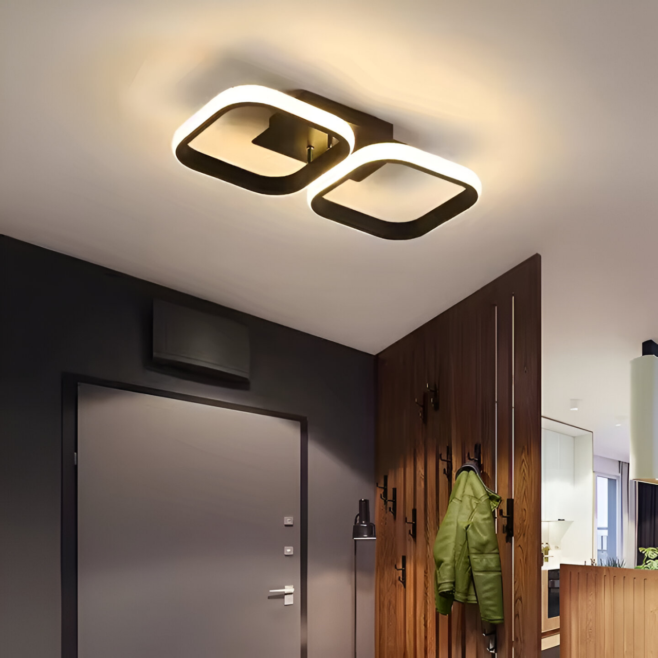 Lustra LED VERTEX 11W, 2 Patrate, Liniara, lumina Rece/Calda/Neutra, Neagra [3]