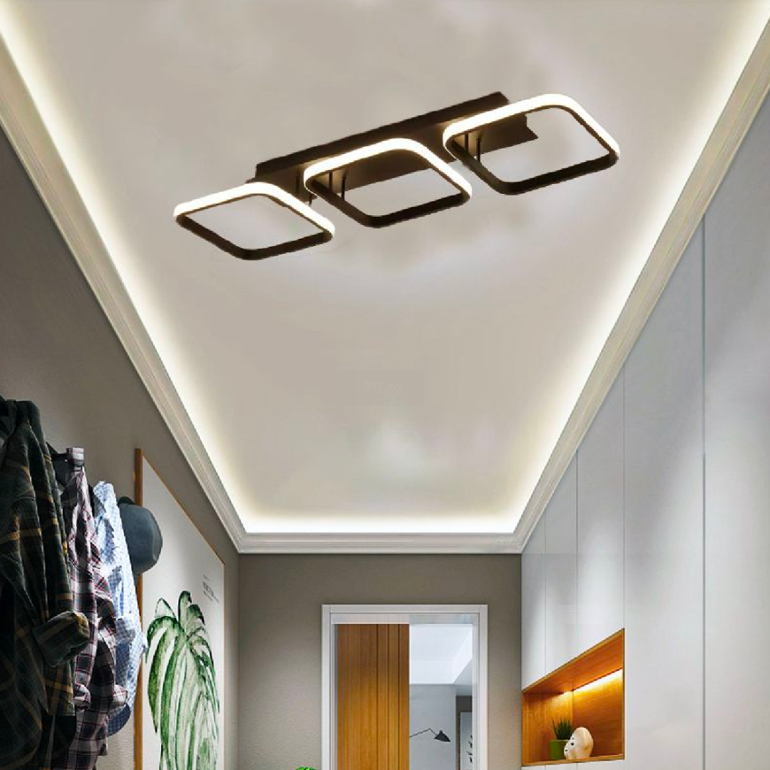Lustra LED VERTEX 32W, 3 Patrate, Liniara, lumina Rece/Calda/Neutra, Neagra [2]