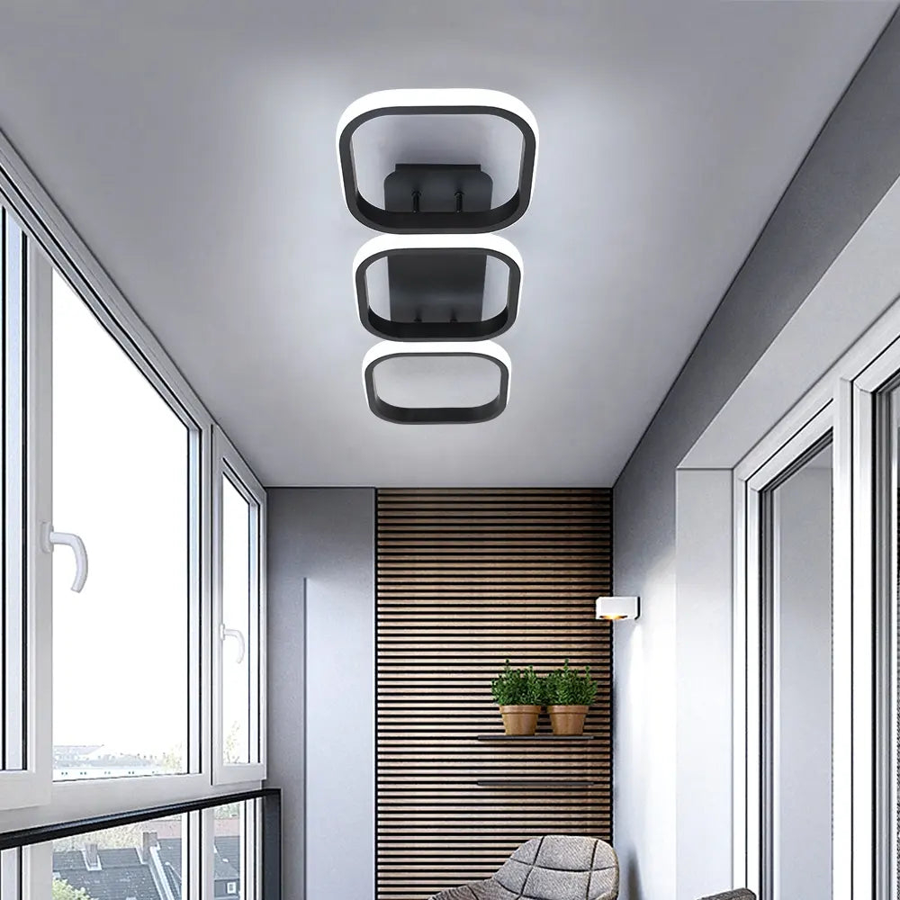 Lustra LED VERTEX 32W, 3 Patrate, Liniara, lumina Rece/Calda/Neutra, Neagra [4]