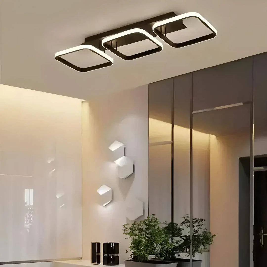 Lustra LED VERTEX 32W, 3 Patrate, Liniara, lumina Rece/Calda/Neutra, Neagra [1]