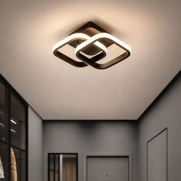 Lustra LED MEC Design Aura Twin Geometry, 24W, 2 Module Rombice, 3 Tipuri de Lumină, Negru [5]