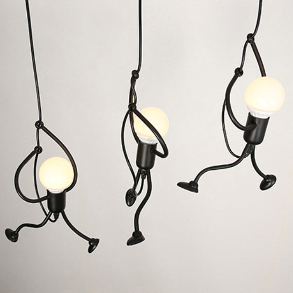 Lustra tip pendul cu design figurativ, 3 socluri E27, inaltime reglabila, negru [7]