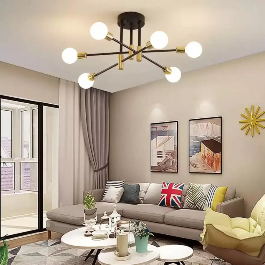 Lustra Modernist Hexa 6 Duo, 6x E27, Negru si Auriu, Design Modern [1]