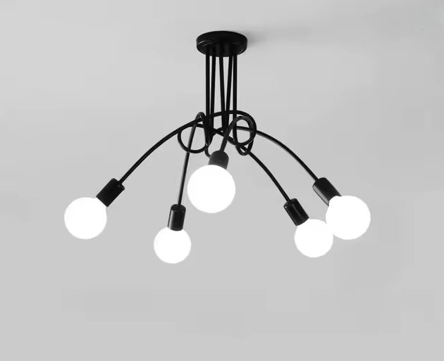 Lustra Modernist Penta 5, 5x E27, Negru, Design Modern [2]