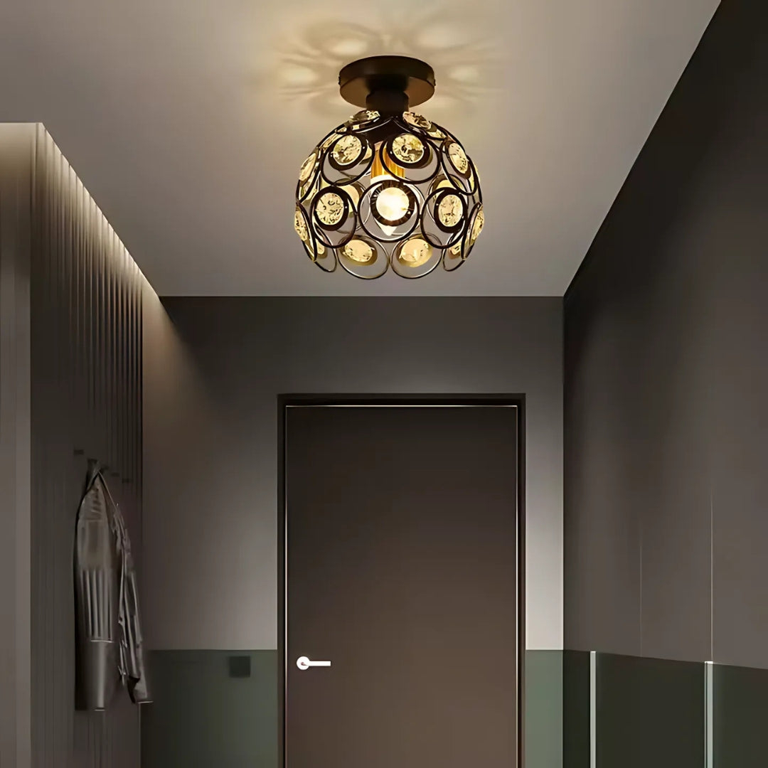 Lustra Vera, 1*E27, Auriu, Metal si Cristal [3]