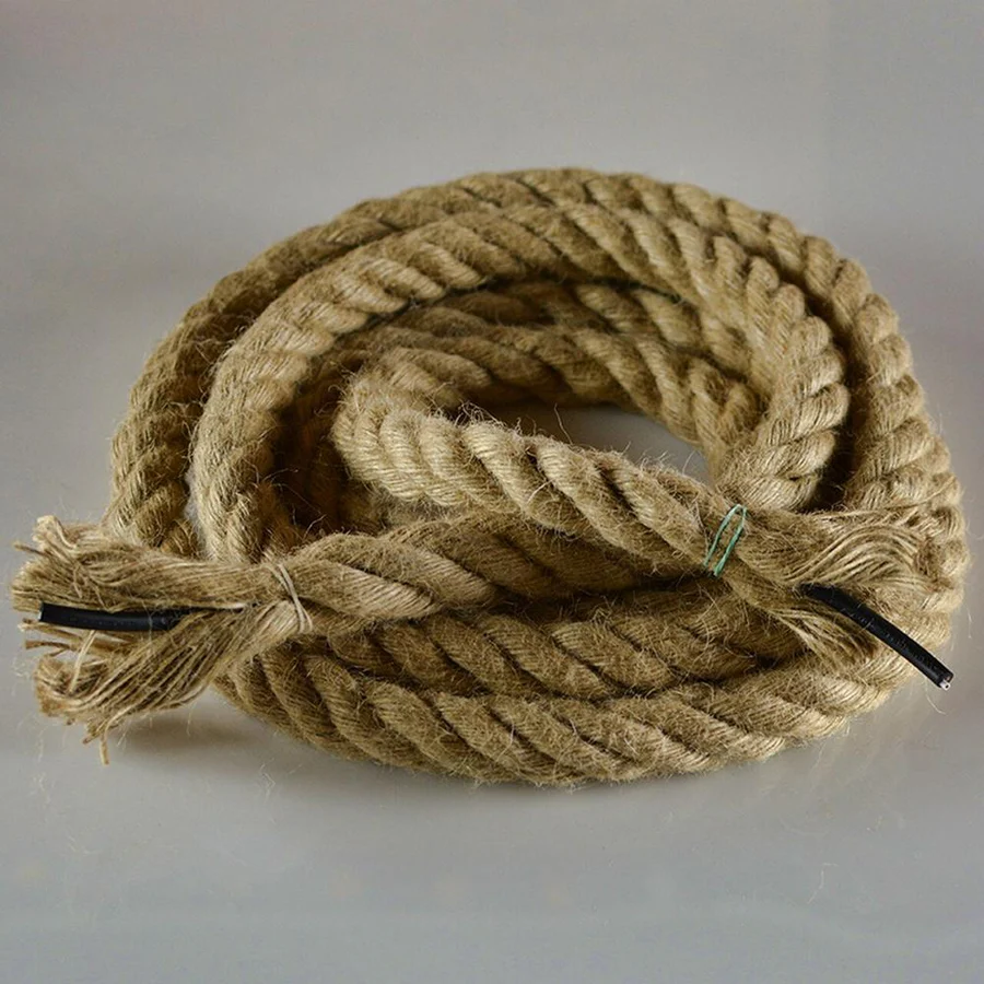 Lustră vintage rustică din sfoară și metal MEC , 2xE27, pendul industrial liniar pentru living, bucătărie, terasă sau foișor | MEC Design [7]