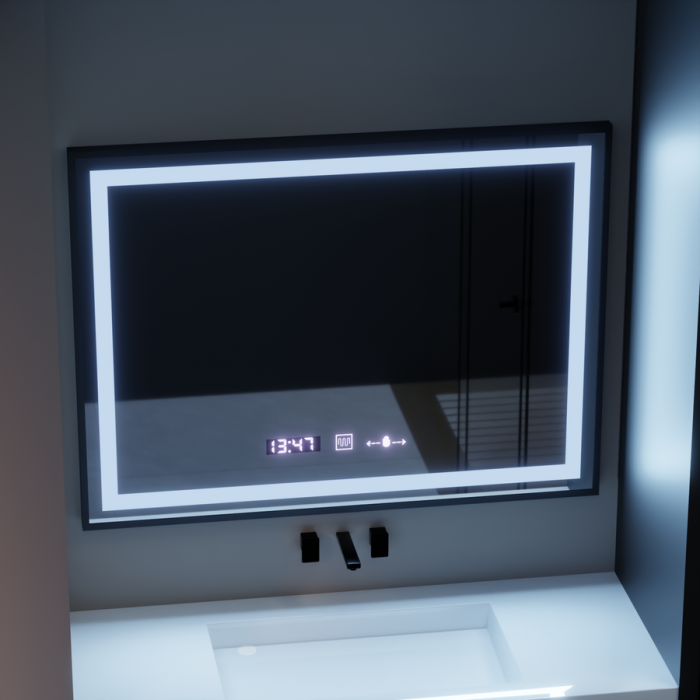 Oglinda LED baie 80x60cm cu senzor, dezaburire, ceas si lumina reglabila [5]