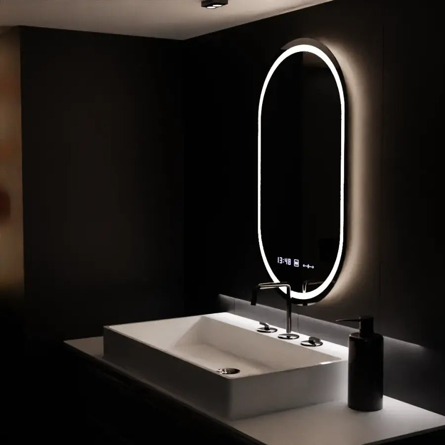 Oglinda LED Ovala, 60x80cm, Eminence MotionGlow Marcello, Sistem Dezaburire, Ceas & Termometru, Dimabila [2]