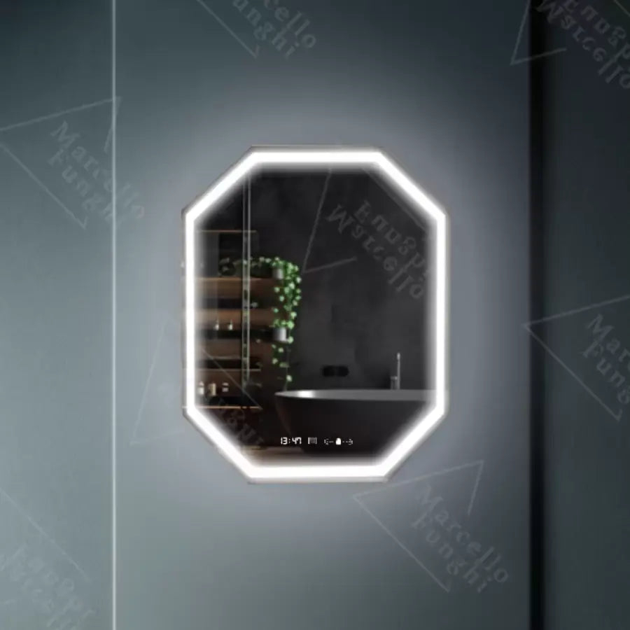 Oglinda LED Poligon, 60x80cm, Ralya Senzor MotionGlow Marcello, Sistem Dezaburire, Ceas & Termometru, Dimabila [4]