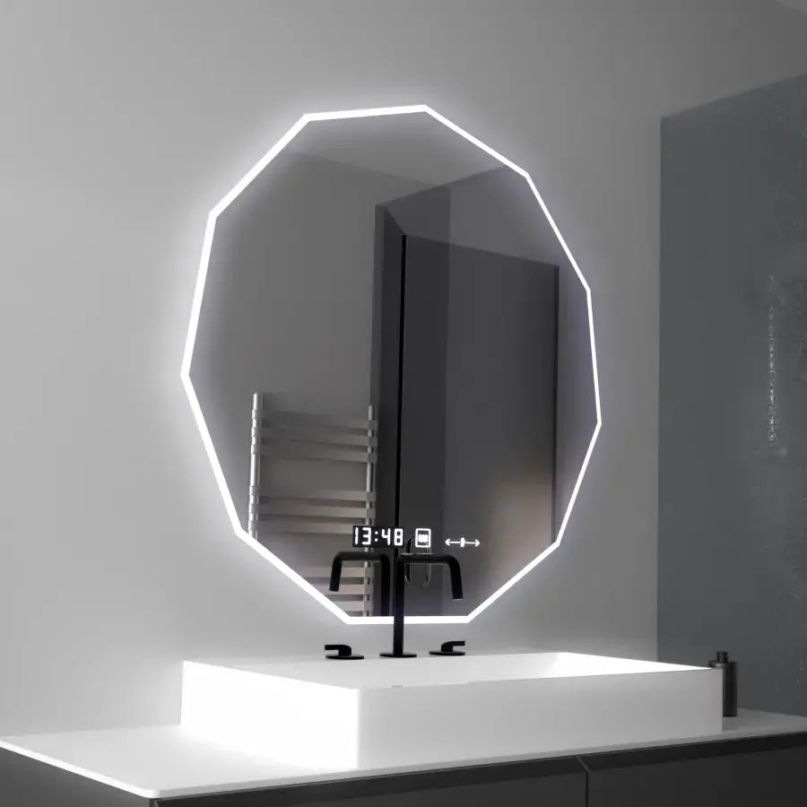 Oglinda LED Poligon, 70cm, Judith Senzor MotionGlow Marcello, Sistem Dezaburire, Ceas & Termometru, Dimabila [1]