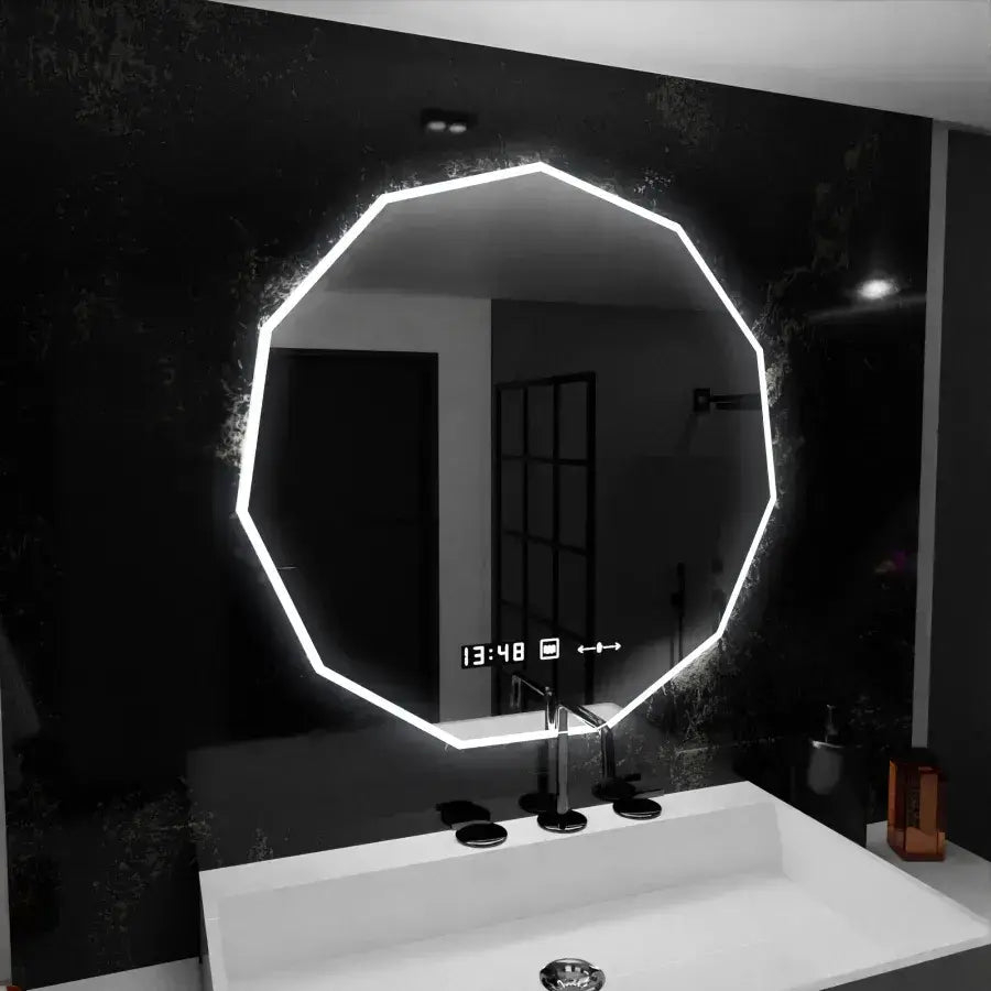 Oglinda LED Poligon, 70cm, Judith Senzor MotionGlow Marcello, Sistem Dezaburire, Ceas & Termometru, Dimabila [3]