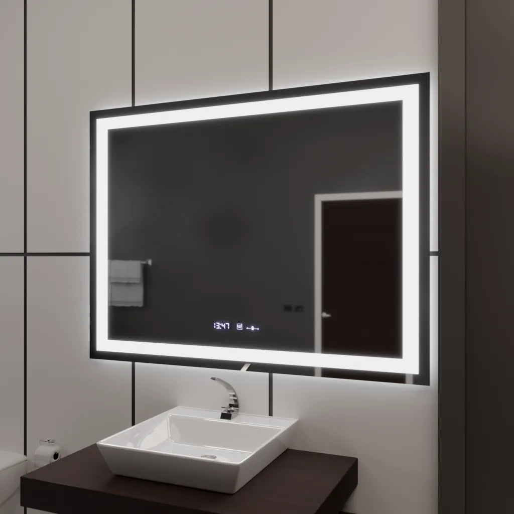 Oglinda LED Rectangulara, 100x75cm, Verite MotionGlow Marcello, Sistem Dezaburire, Ceas & Termometru, Dimabila [1]