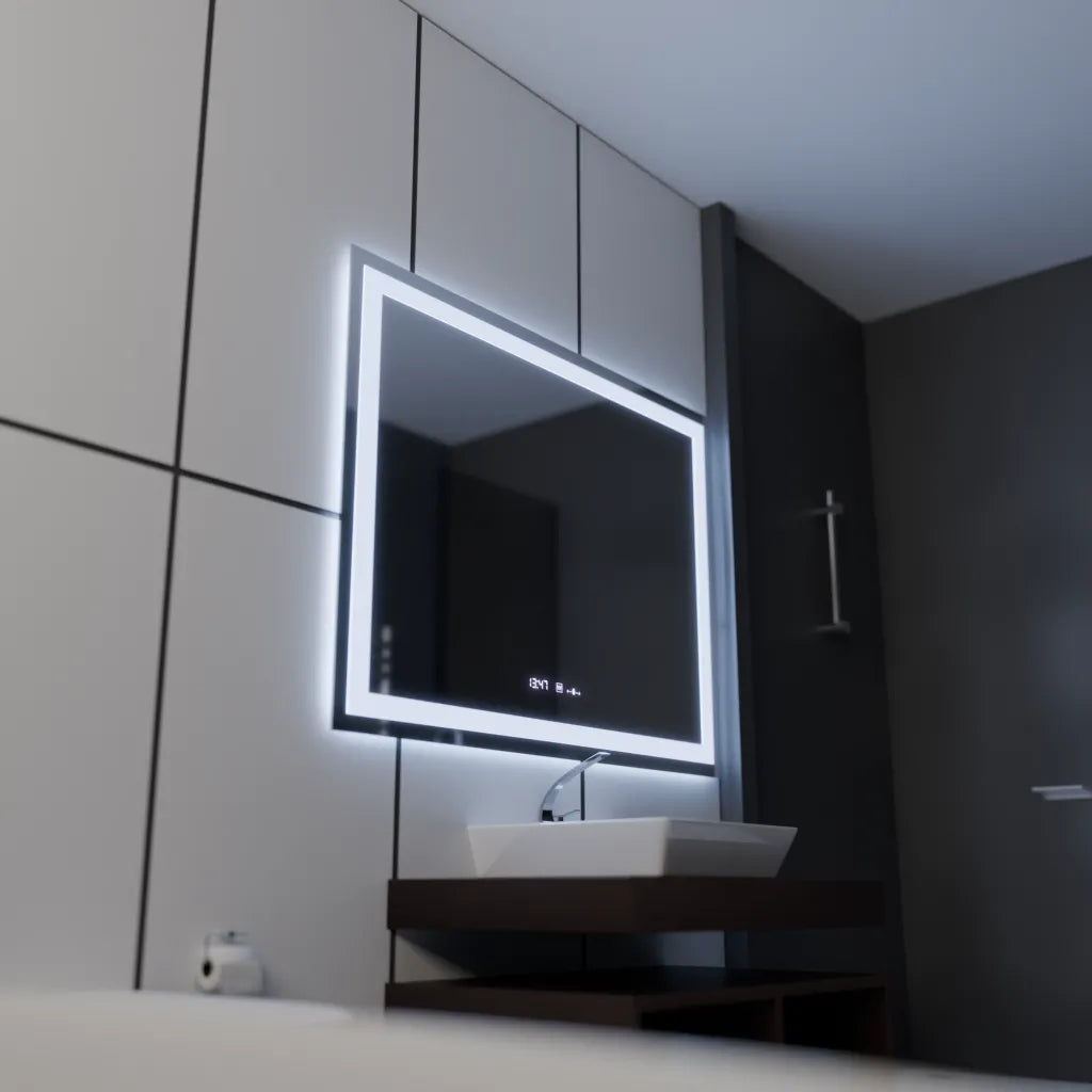 Oglinda LED Rectangulara, 100x75cm, Verite MotionGlow Marcello, Sistem Dezaburire, Ceas & Termometru, Dimabila [3]