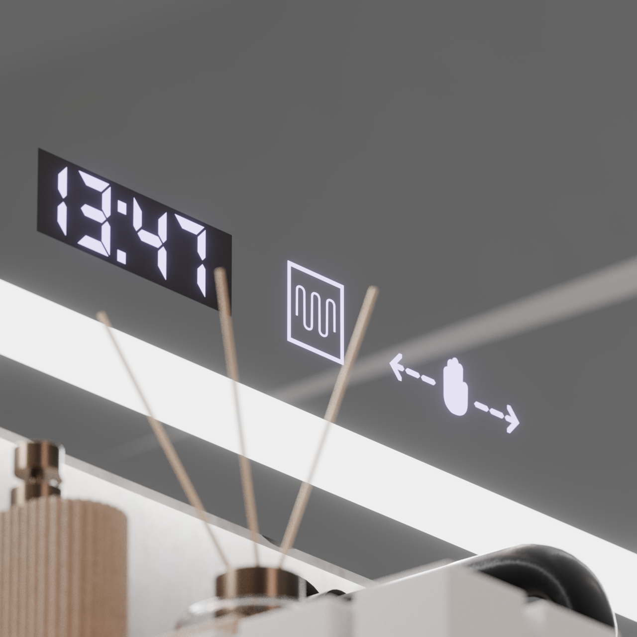 Oglinda LED Rectangulara, 120x60cm, Verite MotionGlow Marcello, Sistem Dezaburire, Ceas & Termometru, Dimabila [4]