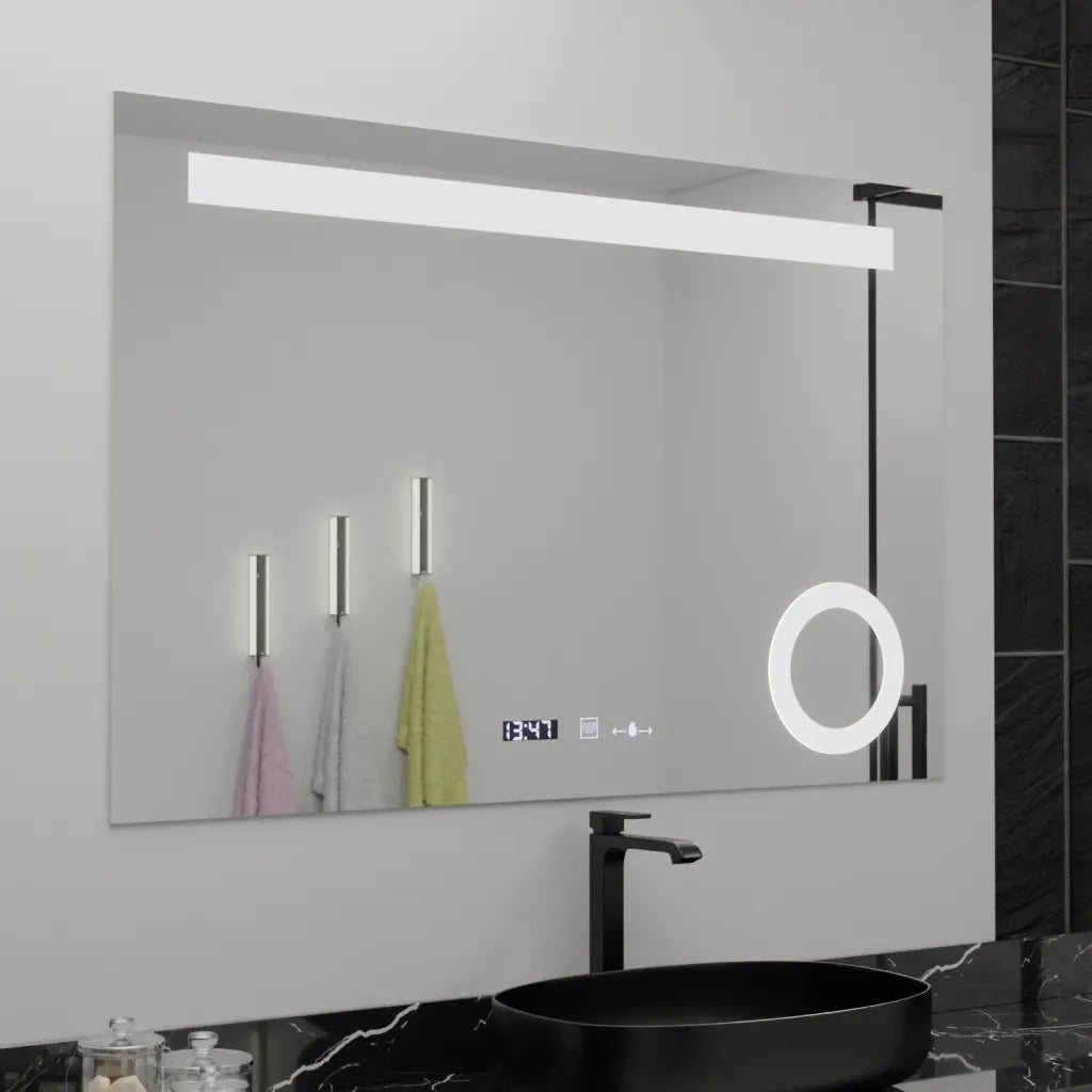Oglinda LED Rectangulara, 120x80cm, ABSOLU MotionGlow Marcello, Sistem Dezaburire, Ceas & Termometru, Lupa Cosmetica, Dimabila [2]