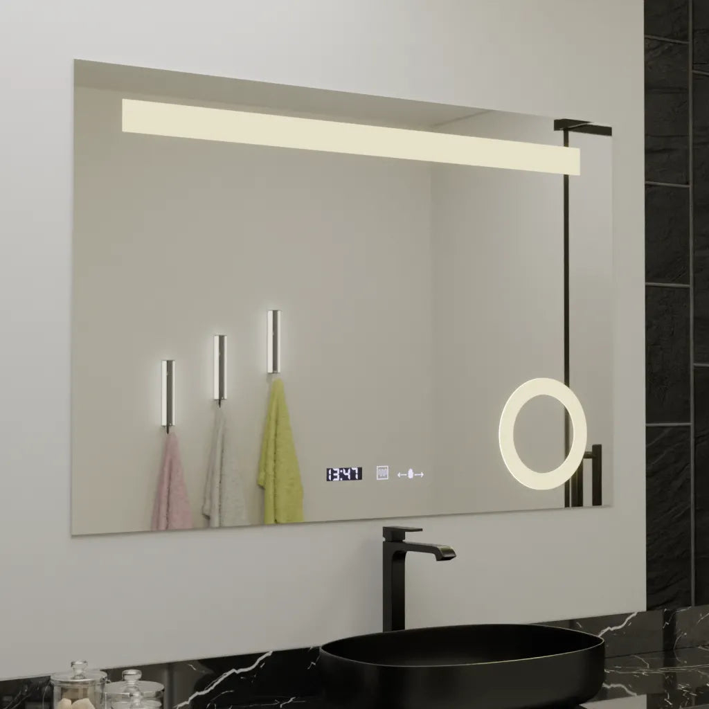 Oglinda LED Rectangulara, 120x80cm, ABSOLU MotionGlow Marcello, Sistem Dezaburire, Ceas & Termometru, Lupa Cosmetica, Dimabila [1]