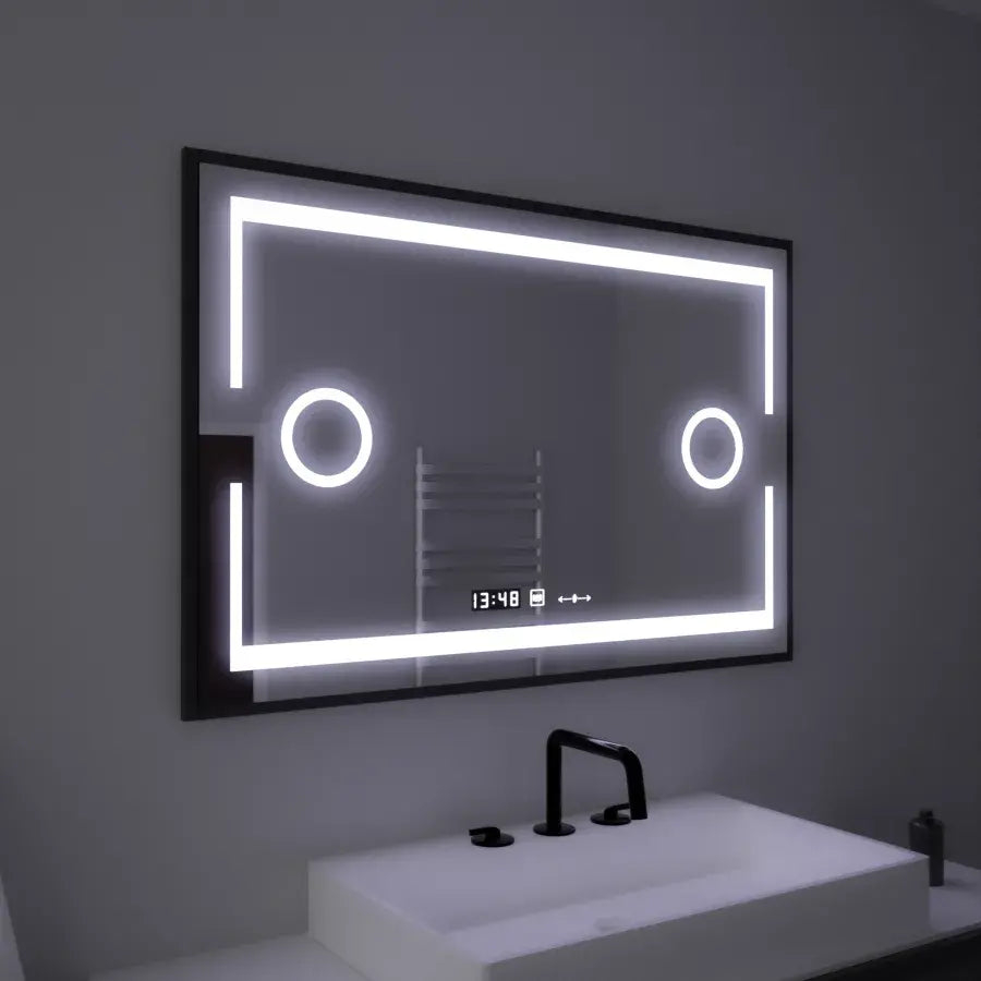 Oglinda LED Rectangulara, 120x80cm, Senzor MotionGlow Marcello, Sistem Dezaburire, Ceas & Termometru, Lupa Cosmetica, Dimabila [1]