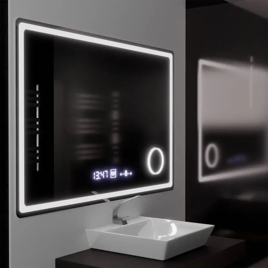 Oglinda LED Rectangulara, 120x80cm, Souverain MotionGlow Marcello, Sistem Dezaburire, Ceas & Termometru, Lupa Cosmetica, Dimabila [1]