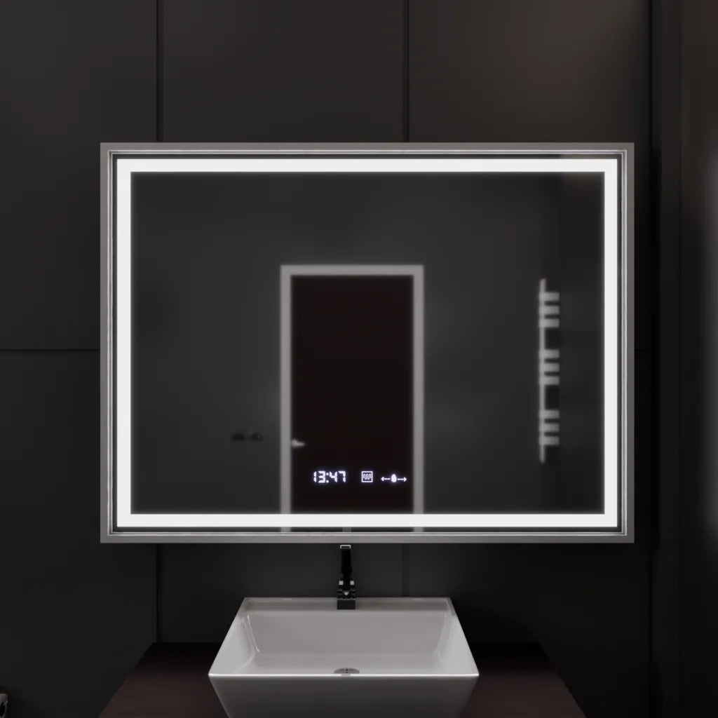 Oglinda LED Rectangulara, 120x80cm, Verite Imperial Silver Motion Glow Marcello, Sistem Dezaburire, Ceas & Termometru, Dimabila [1]