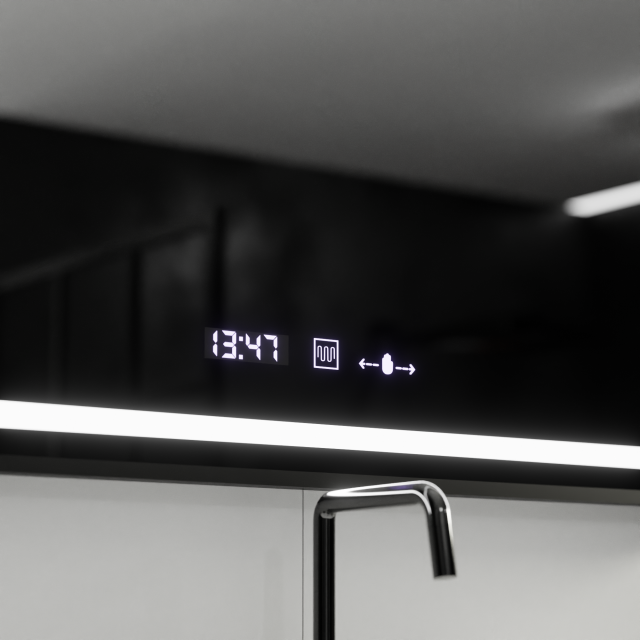 Oglinda LED Rectangulara, 120x80cm, Verite Majeste Noir Motion Glow Marcello, Sistem Dezaburire, Ceas & Termometru, Dimabila [3]