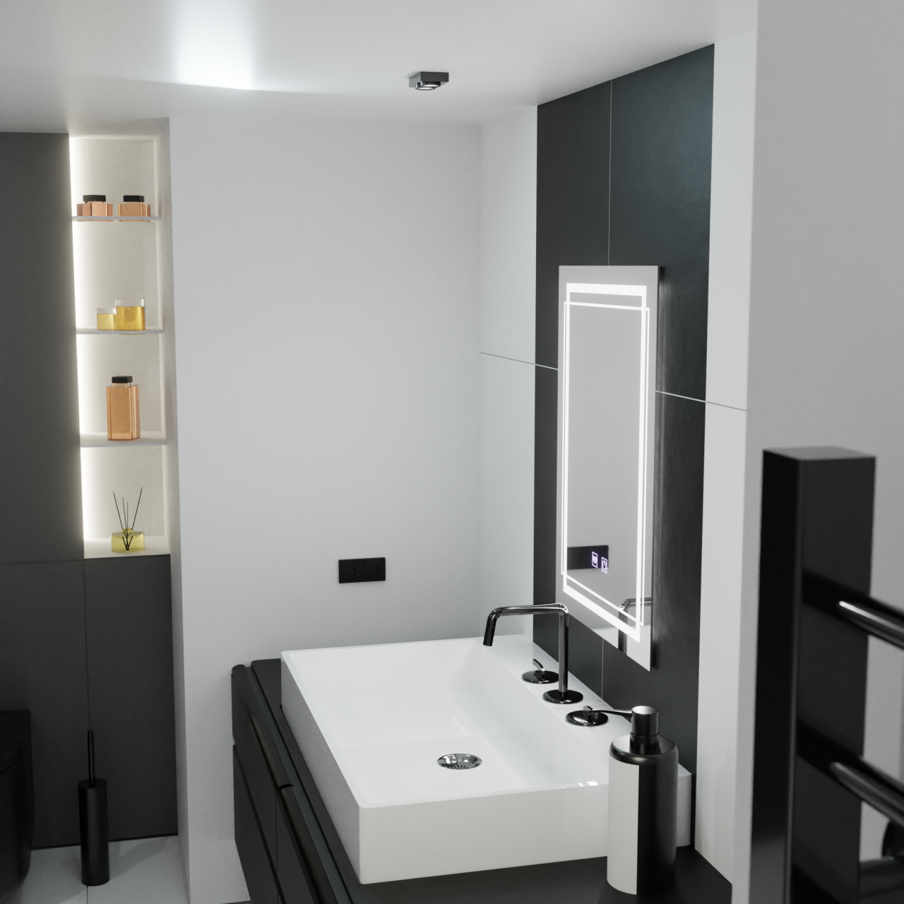 Oglinda LED Rectangulara, 50x70cm, Koven Touch, Sistem Dezaburire,Dimabila [4]