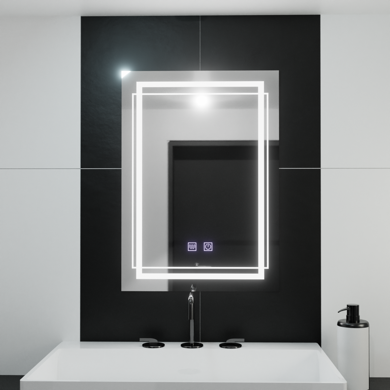 Oglinda LED Rectangulara, 50x70cm, Koven Touch, Sistem Dezaburire,Dimabila [3]
