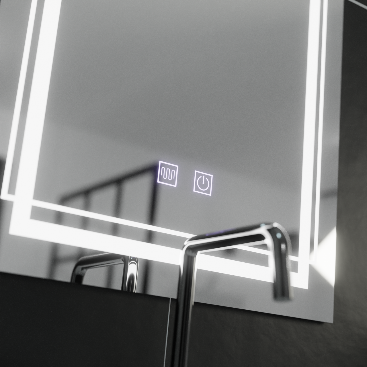 Oglinda LED Rectangulara, 50x70cm, Koven Touch, Sistem Dezaburire,Dimabila [2]