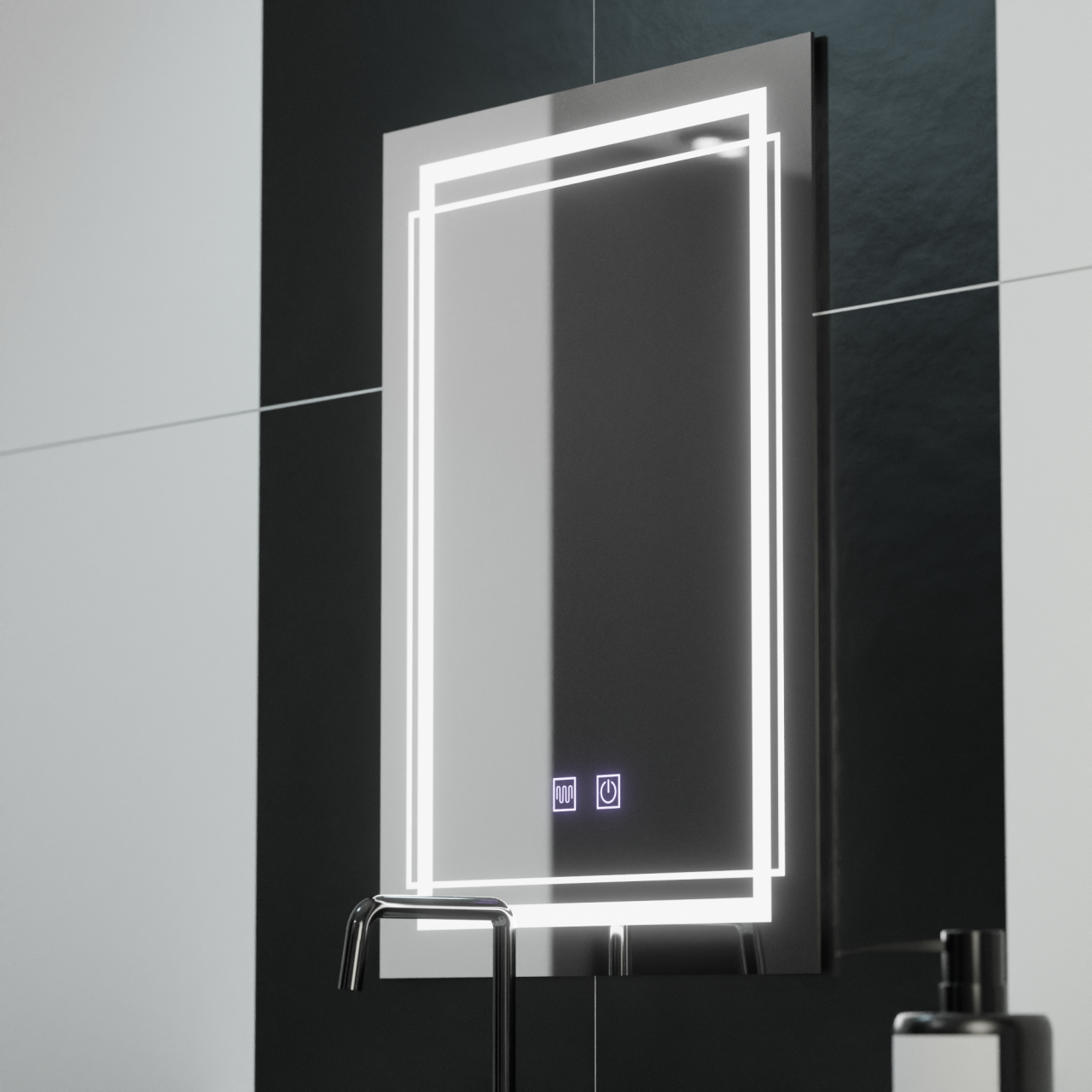 Oglinda LED Rectangulara, 50x70cm, Koven Touch, Sistem Dezaburire,Dimabila [1]