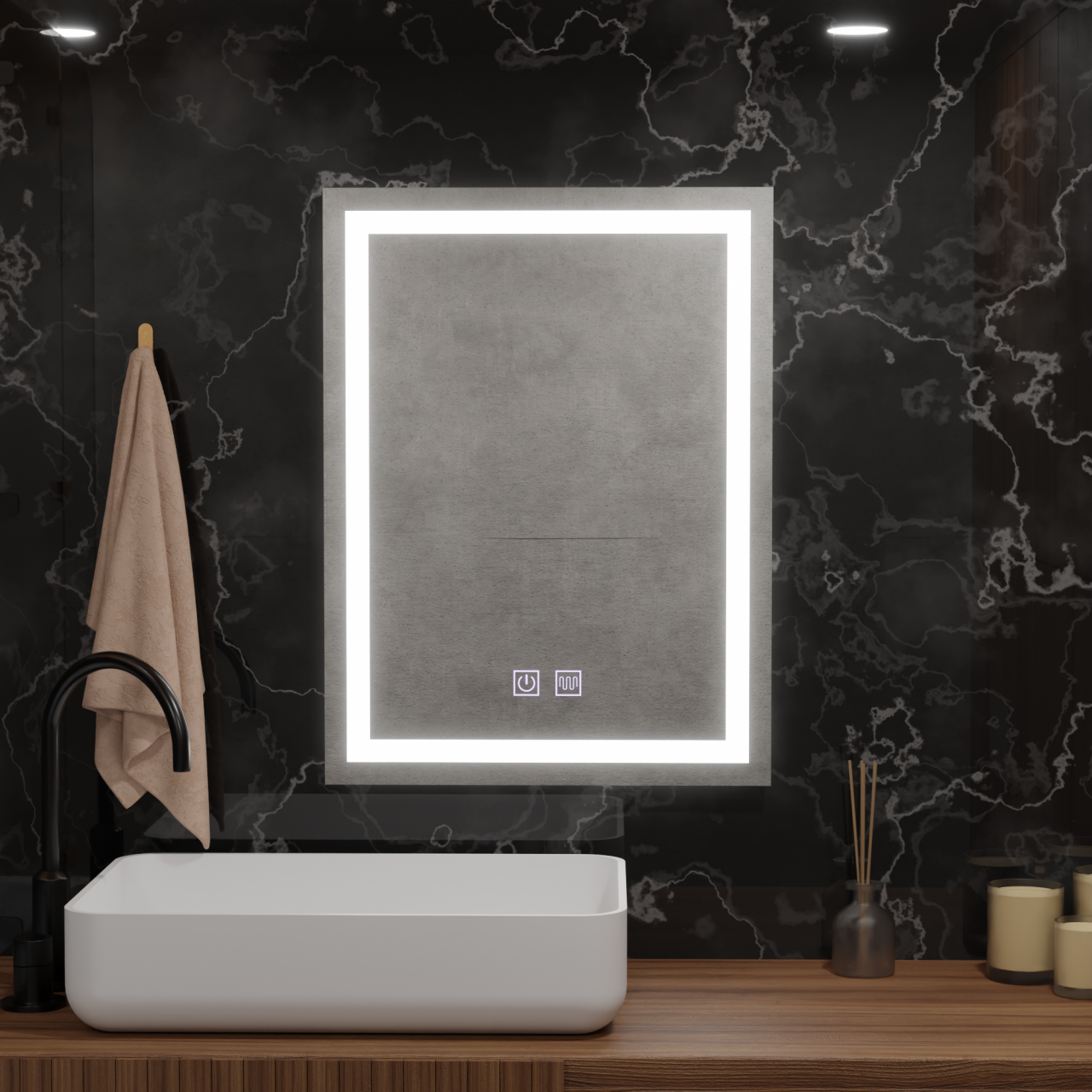 Oglinda LED Rectangulara, 60x80cm, Edge LUMINOUS Touch, Sistem Dezaburire, Dimabila [4]