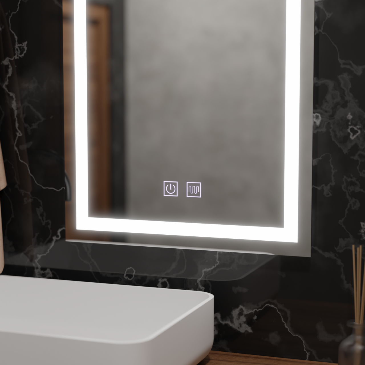 Oglinda LED Rectangulara, 60x80cm, Edge LUMINOUS Touch, Sistem Dezaburire, Dimabila [2]
