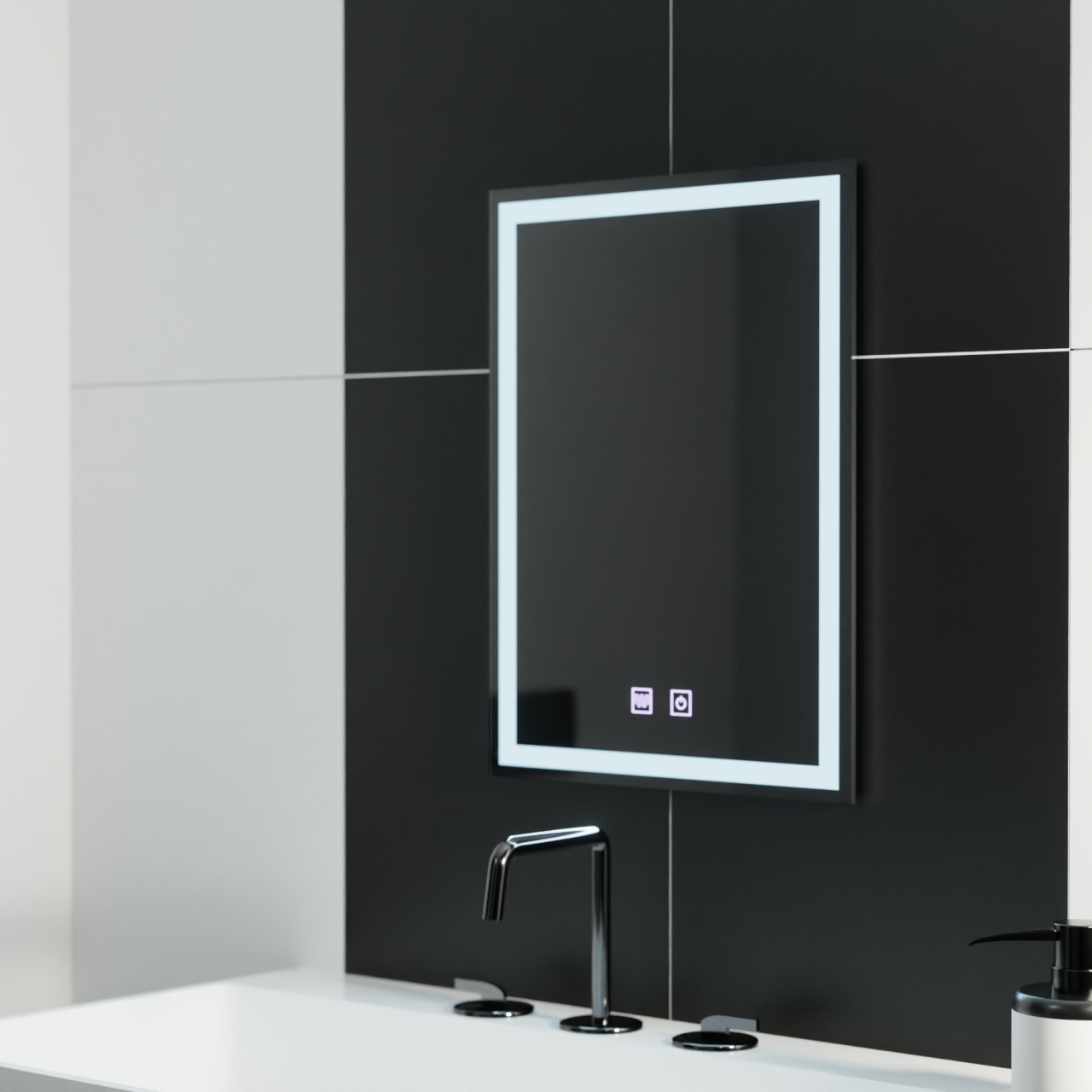 Oglinda LED Rectangulara, 60x80cm, Nox Touch, Sistem Dezaburire, Dimabila [4]
